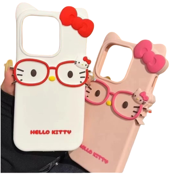 Hello Kitty 3D Glasses Cat Silicone Phone Case