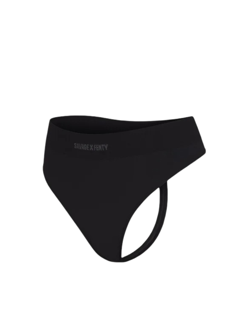 Seamless High-Waist Thong Panty (Black Caviar)