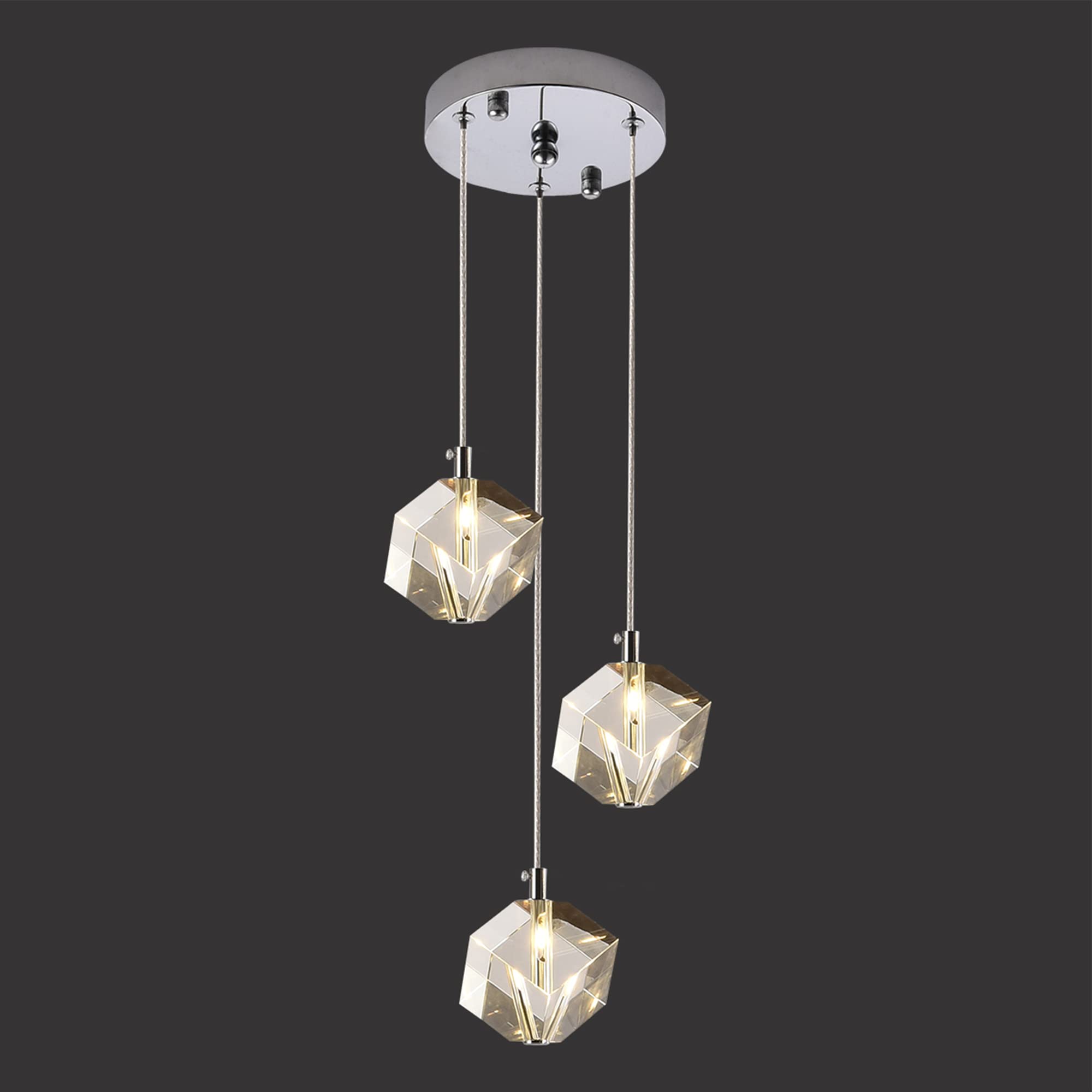 Glass 3 Tier Square Pendant Light