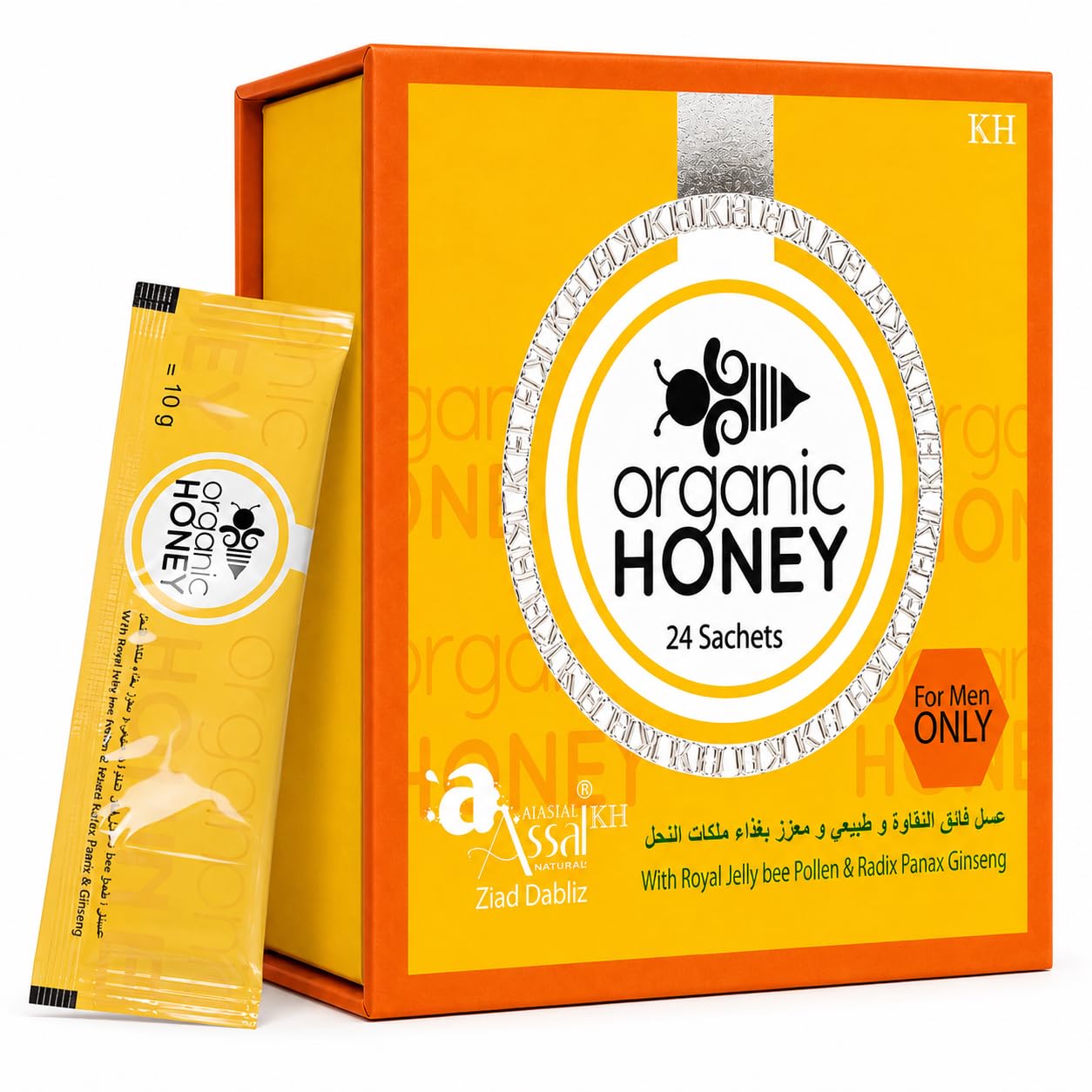 Organic Honey with Royal Jelly, Bee Pollen & Ginseng Sticks (Pack of 24)