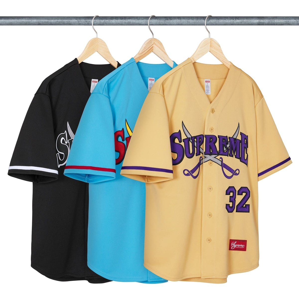 Men's Supreme Swords Baseball Jersey (Fall/Winter 2025)