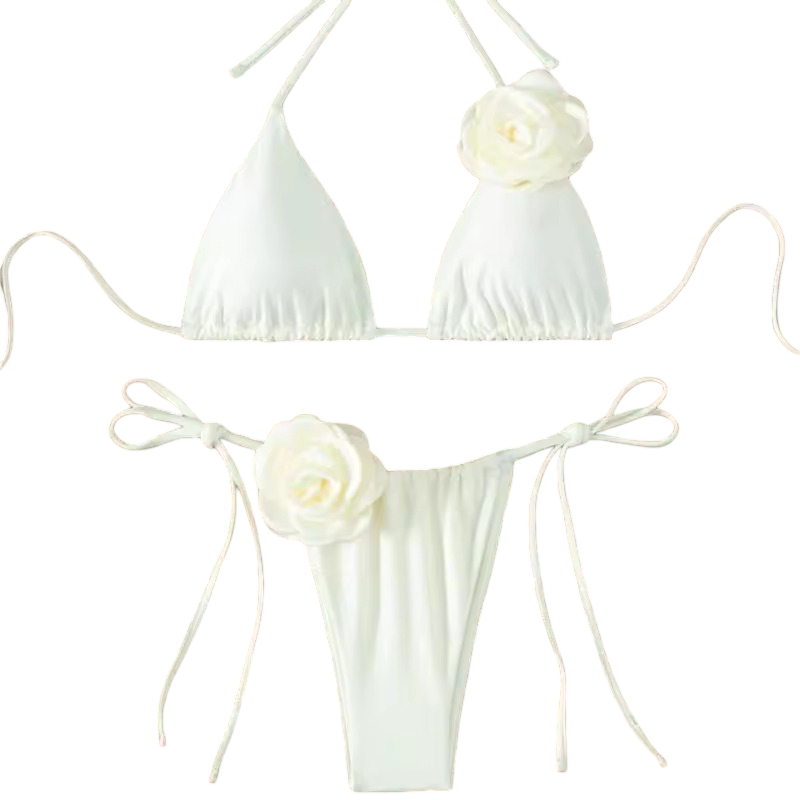 Flowers Halter Strappy Bikini Women