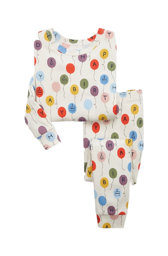 Baby & Toddler Organic Cotton Birthday PJ Set (Ivory Frost Beige)