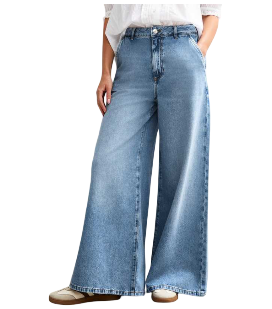 Palazzo Wide Leg Jeans (Blue)