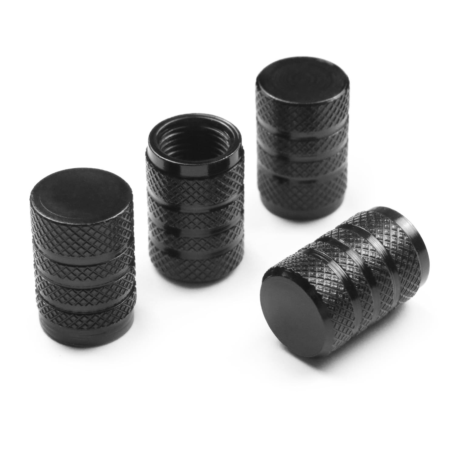 Tire Valve Stem Caps, Nissan Compatible Universal (Black, Set of 4)
