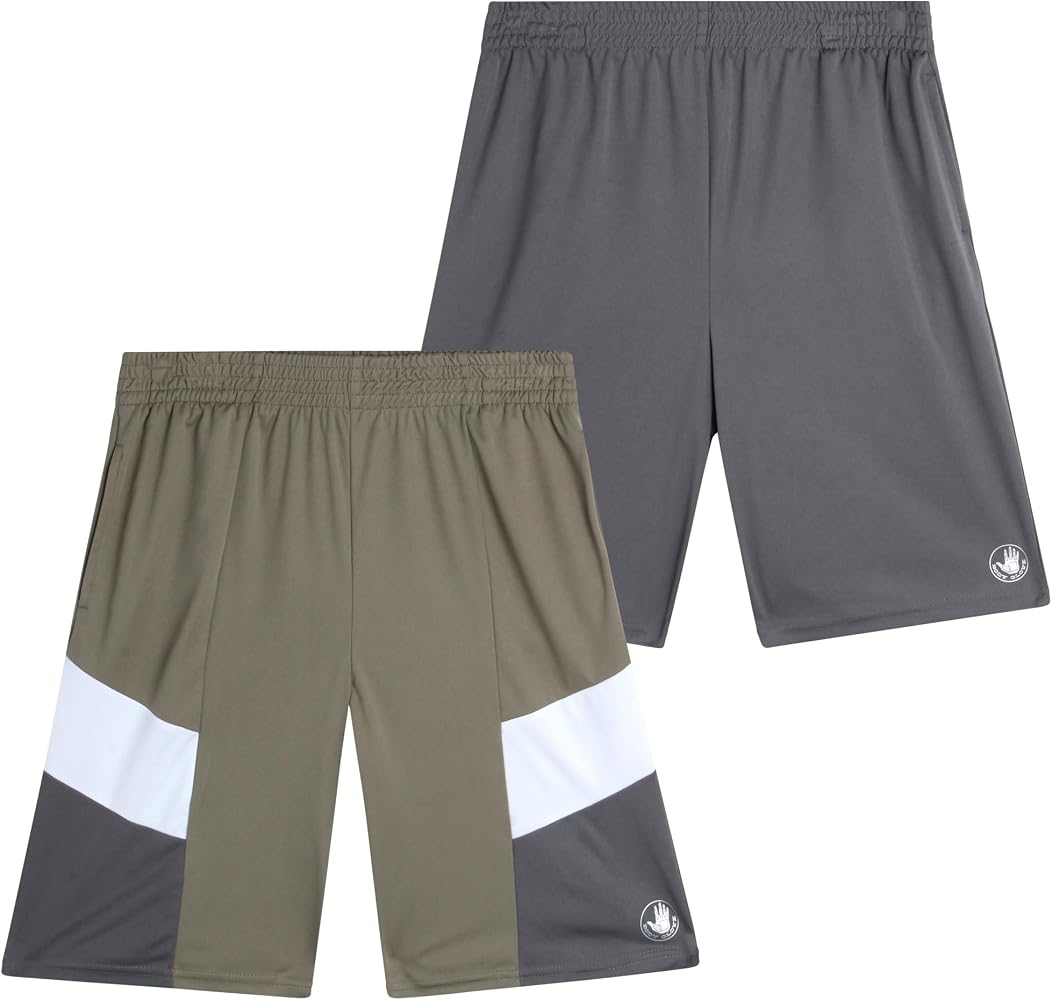 Boy's SHOOYING Sports Shorts (Dark Grey/Black, Pack of 2)