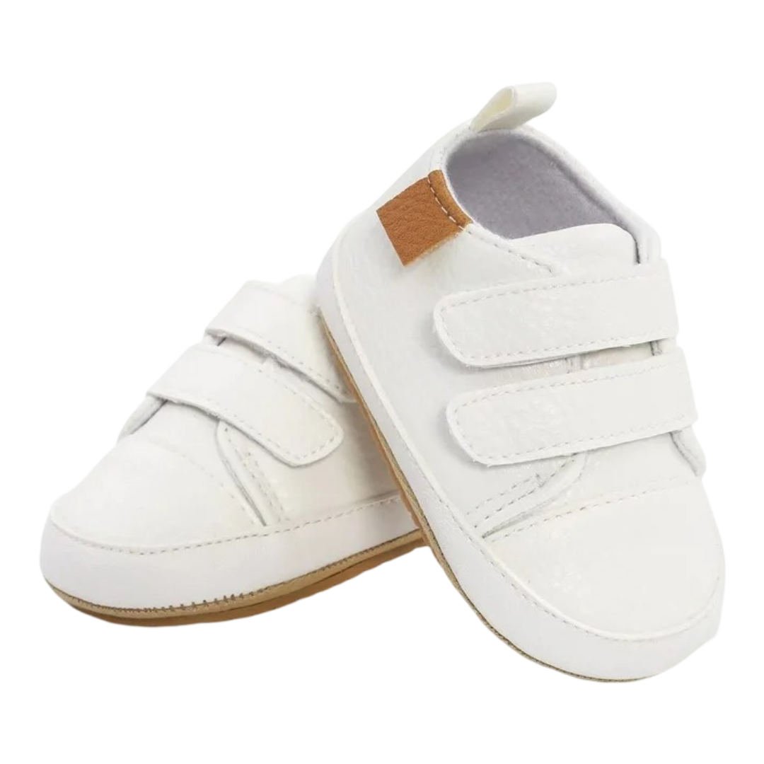 BabsMuly: Non-Slip Rubber Sole High-Top PU Leather Sneakers (White)