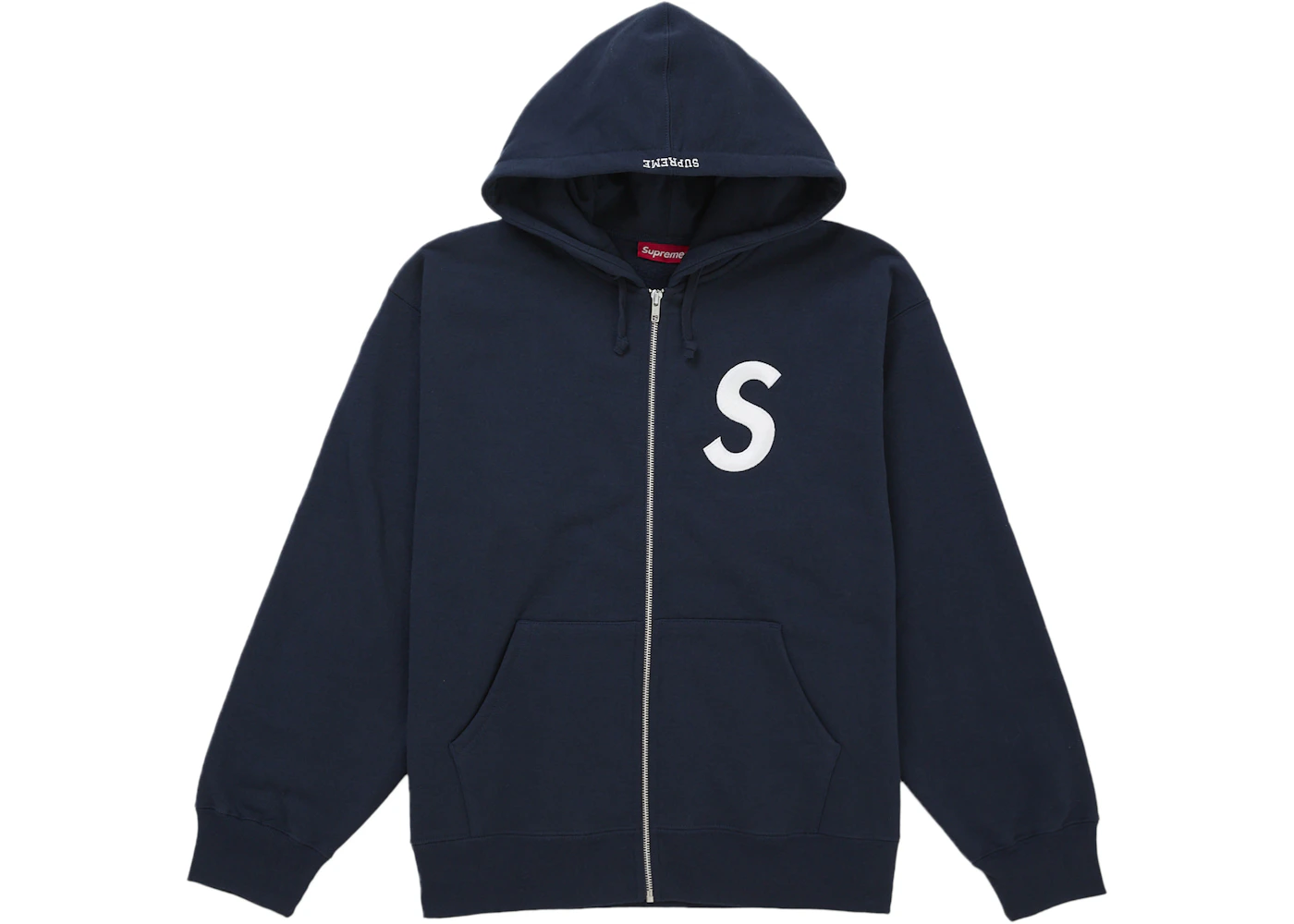Men's S Logo Zip Up Hooded Sweatshirt (Navy)