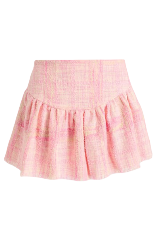 LoveShackFancy: Women's Ruffled Checked Boucle Tweed Mini Skirt