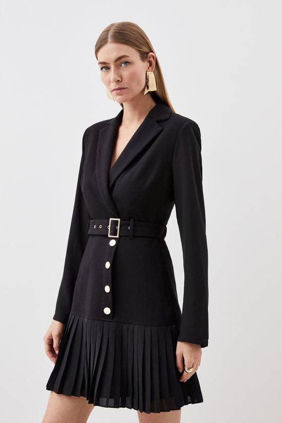Women's Jersey And Georgette Mix Pleat Mini Dress