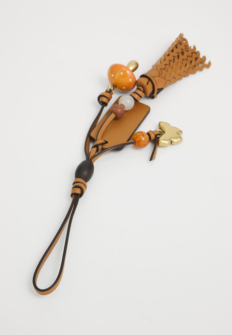 Women's Coach: Mushroom Heritage Leather Bag Charm (Honey Brown)