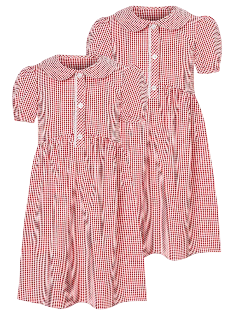 Easy On Gingham School Dress - Pack of 2 (Red)