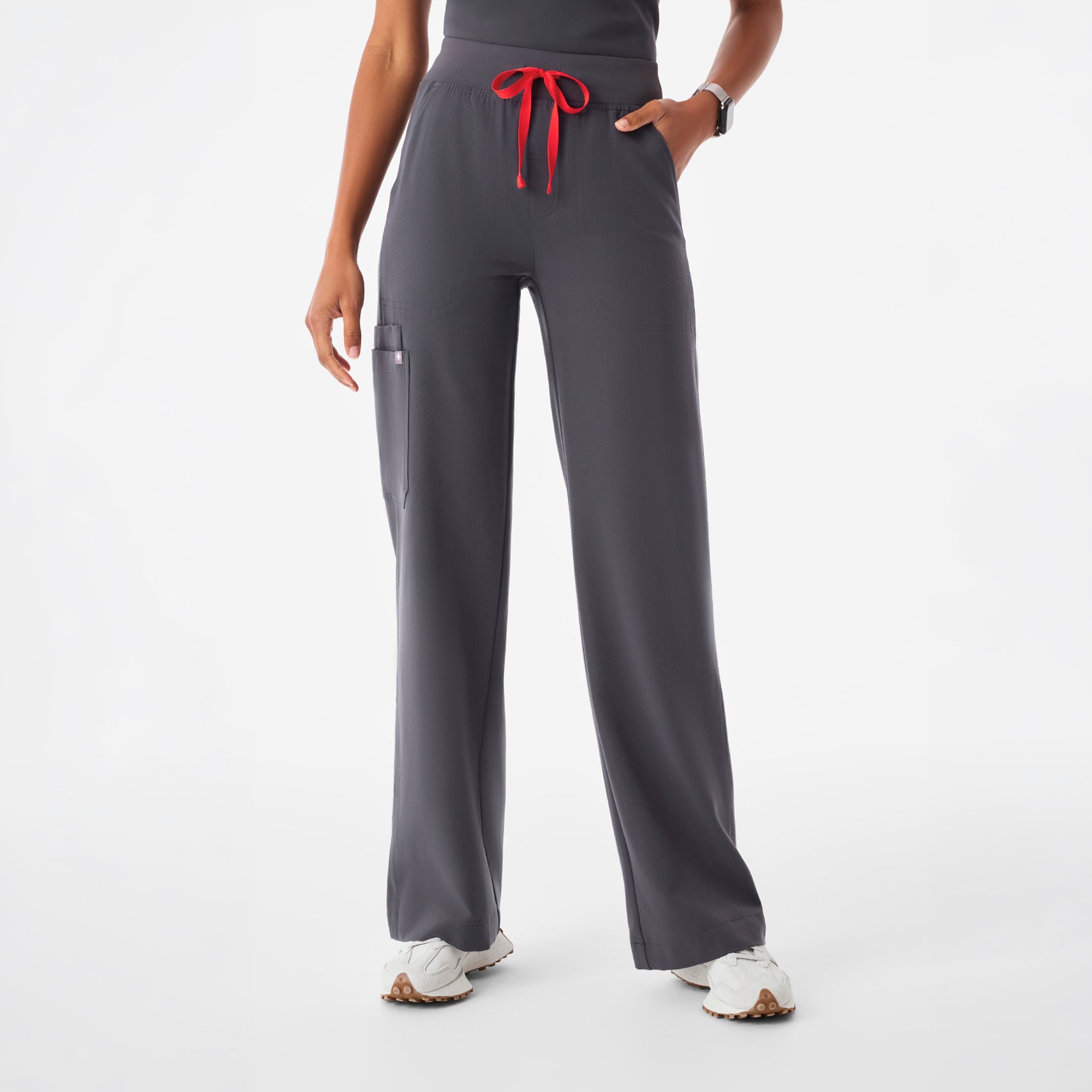 Women's Isabel High-Rise Wide-Leg Scrub Pants (Charcoal)