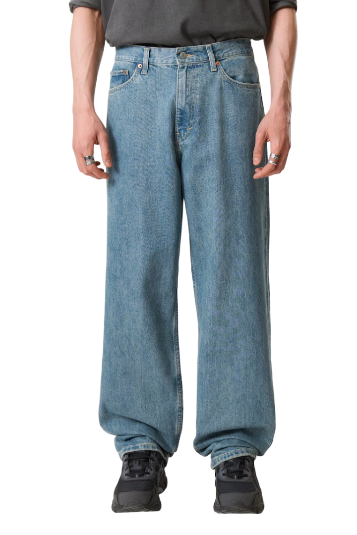 Galaxy Mid-Rise Loose Straight-Leg Unisex Jeans (2000 Blue - Medium Blue)