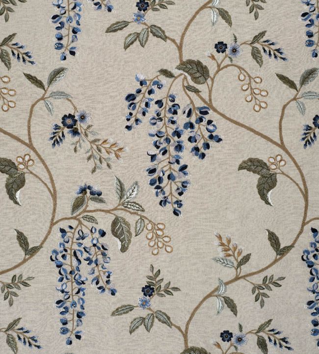 James Hare: Wisteria Vine Linen Fabric (Gentian Blue)
