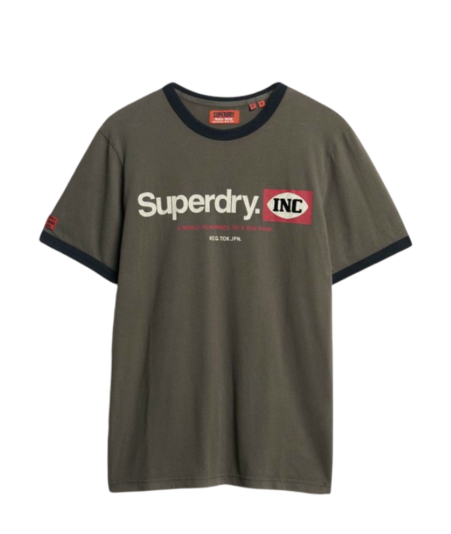 Core Logo Ringer Workwear Graphic T-Shirt (Dusky Slate Grey)