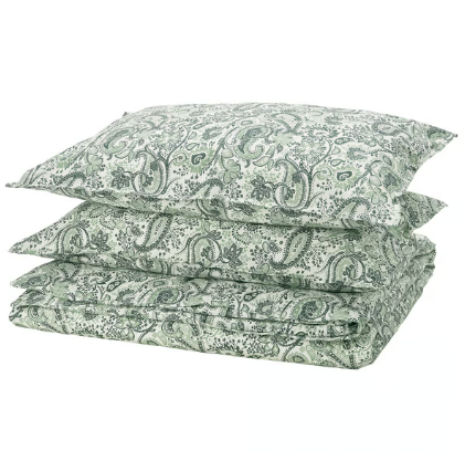 Rodgersia: Duvet Cover with Pillow Case Set (Green/White)
