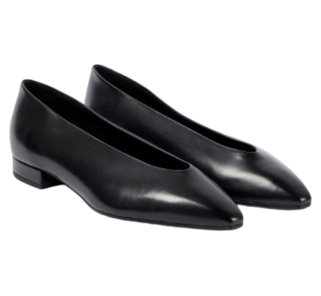 Loro Piana: Rebecca Leather Point-Toe Flats (Black)