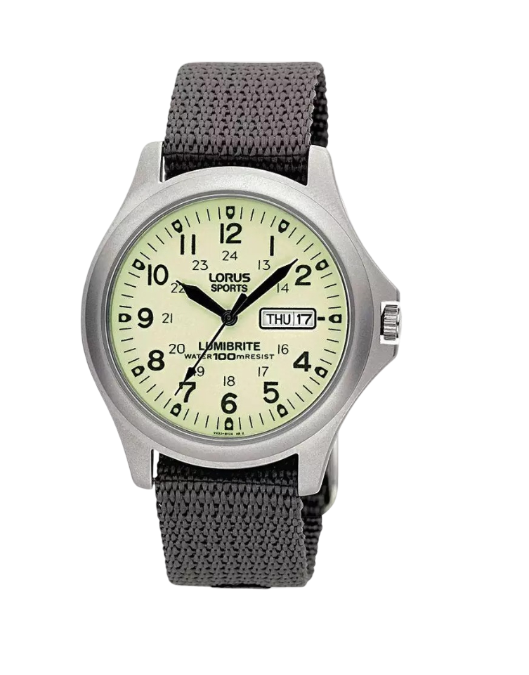 Lorus: Men's Lumibrite Fabric Web Strap Watch (Grey)