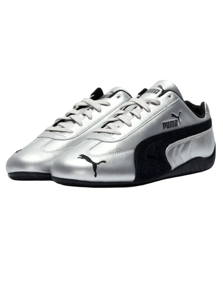 Women's Speedcat Metallic Sneakers (Silver & Black)