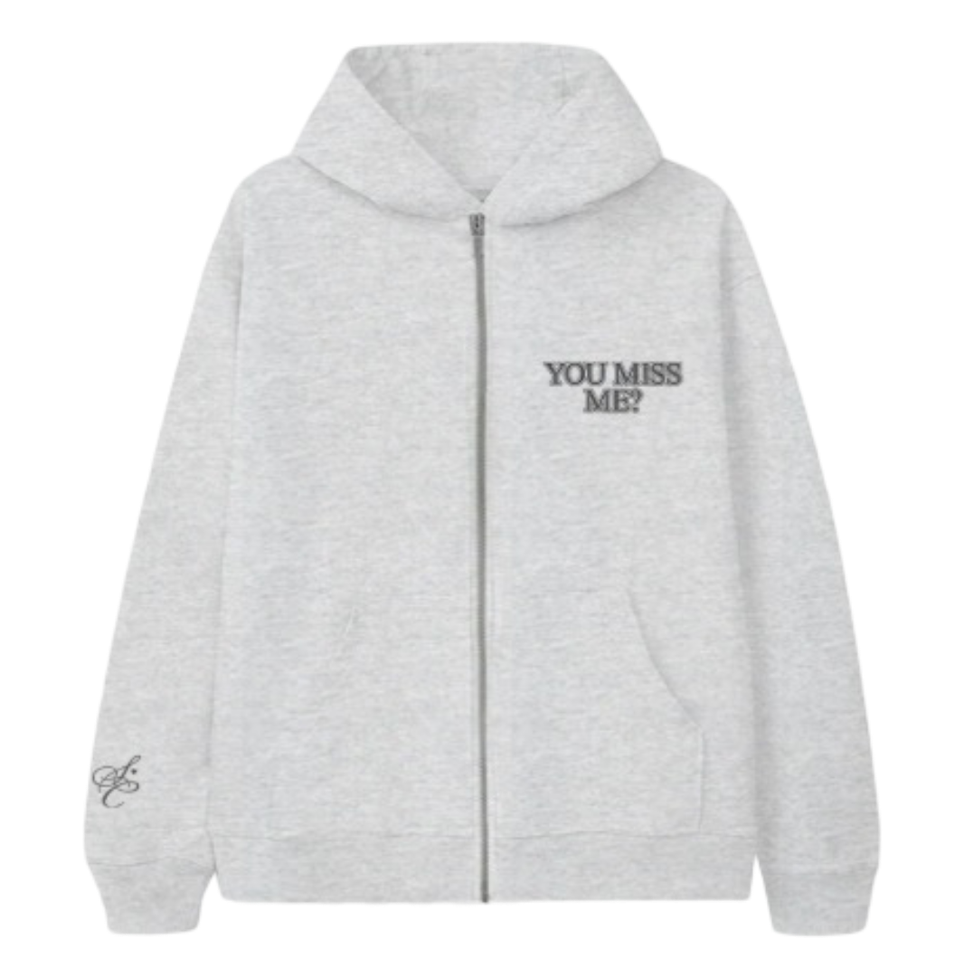 Miss Me Zip Hoodie (Light Grey)