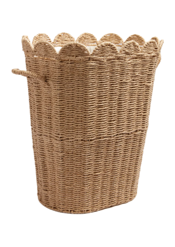 Oval Scallop Edge Woven Laundry Basket