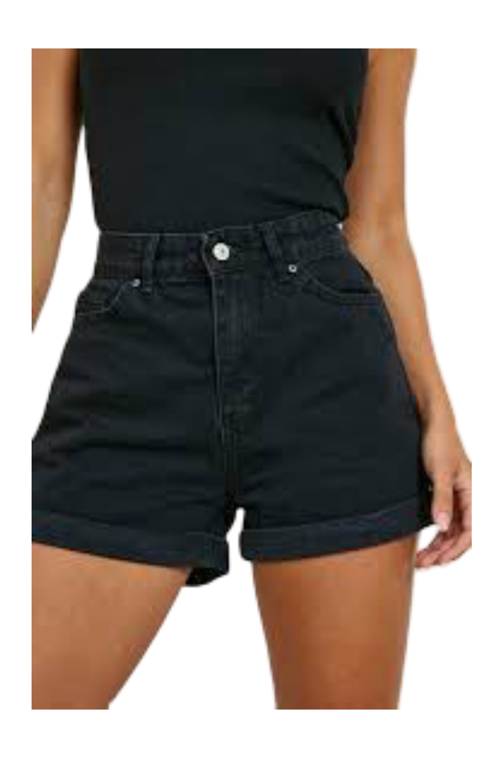 Boohoo: Denim Mom Short (Washed Black)