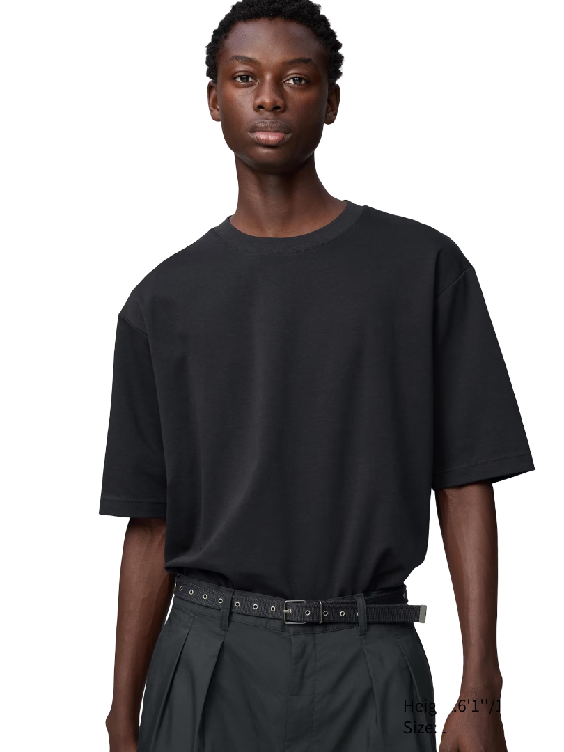 AIRism Cotton Oversized Crew Neck T-Shirt (Black)