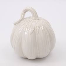 White Reactive Ceramic Pumpkin Halloween Decor (White)