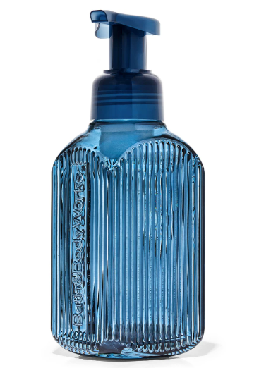 Hand Soap Dispenser: Navy Vertical Lines
