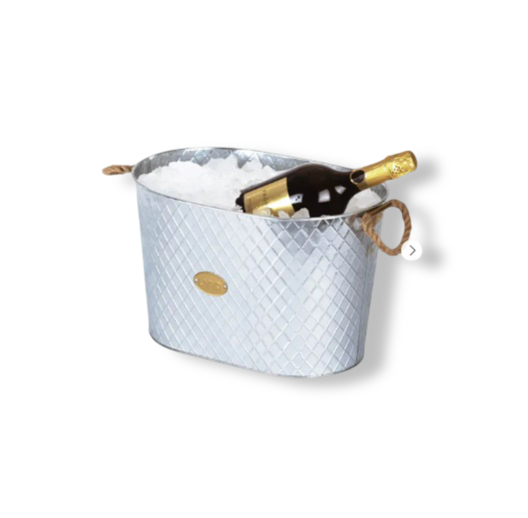 24L Diamond-Embossed Picnic Cooler Bucket (Mettalic Silver)