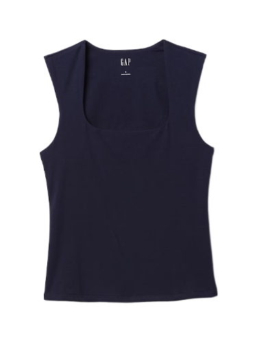 CloseKnit Jersey Square-Neck Top (Navy Blue)