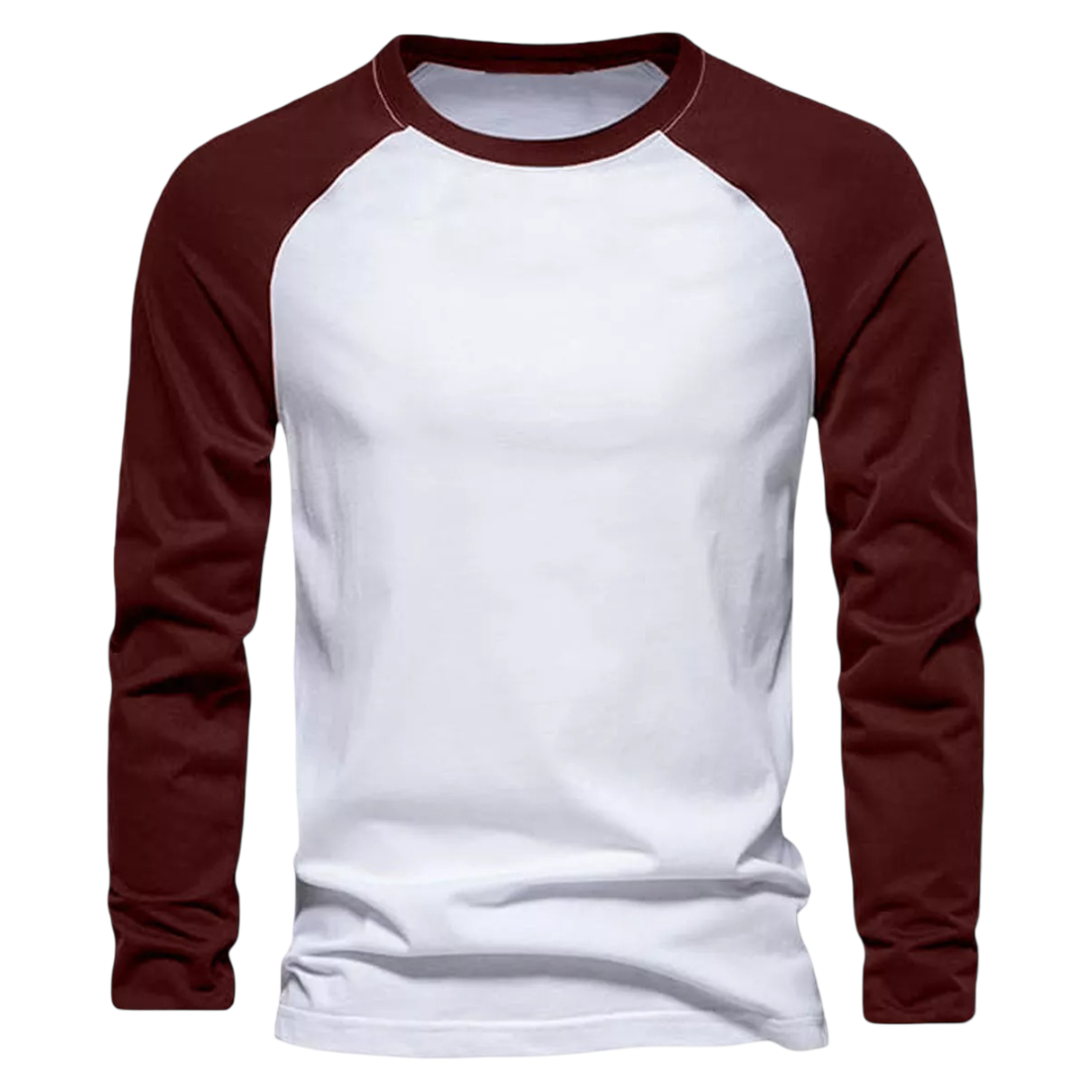 Folt: Men's Contrast Baseball Long Sleeve T-Shirt (Wine)