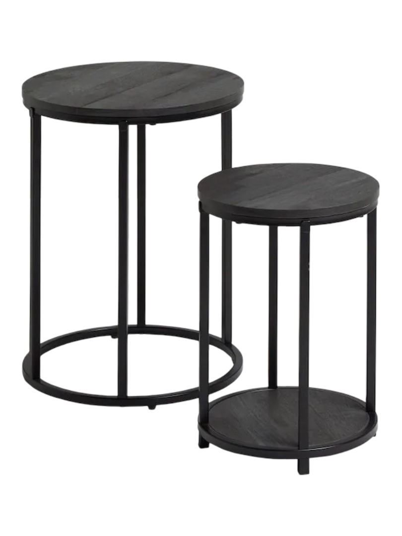 Bronx Oak Effect Nest of Tables (Black)