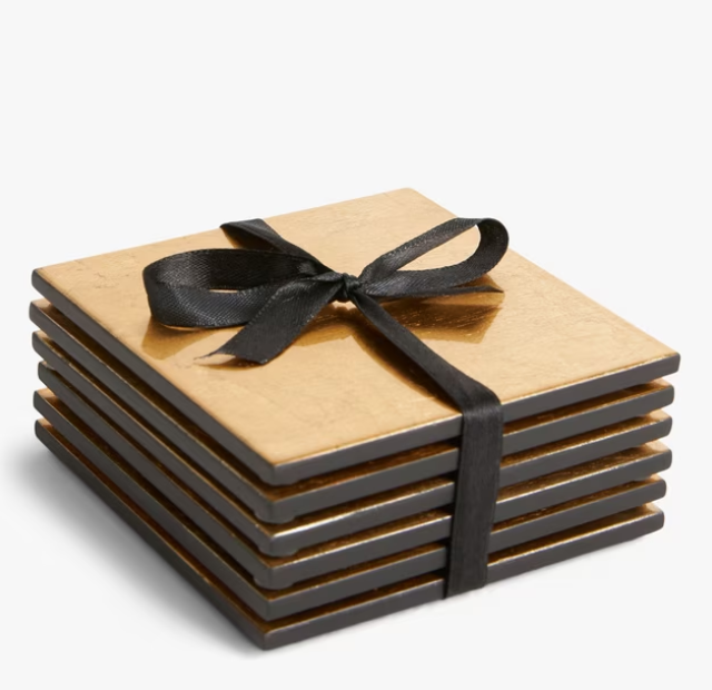 John Lewis Lacquered Coasters Set of 6 (Gold)