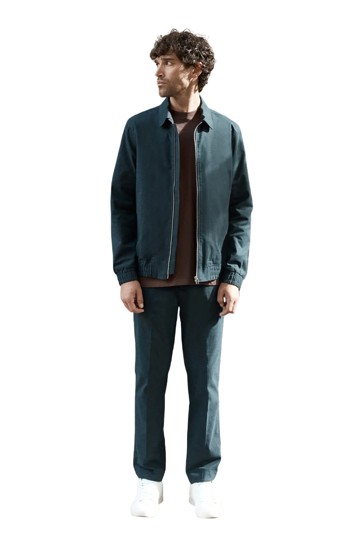 Burton: Burton 1904 Navy Half Elasticated Textured Smart Trousers (Navy)