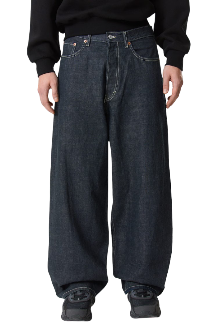 Astro Mid-Rise Loose Baggy-Leg Unisex Jeans (Blue Rinse - Dark Blue)