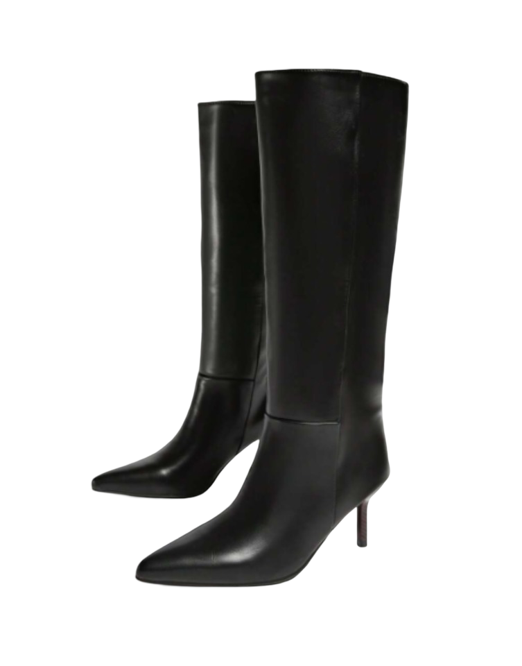 Fall & Winter Pointed Toe Versatile Suede Leather High Boots (Black)