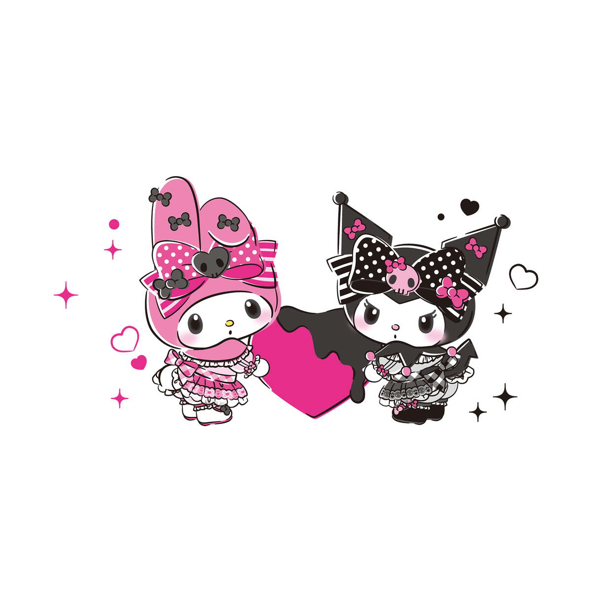 Women's My Melody 50th Anniversary and Kuromi 20th Anniversary Tee Hearts (M)