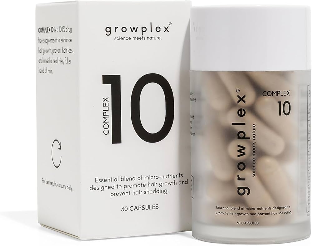 GROWPLEX: Complex10 Hair Support Supplement with Biotin, Collagen & 10 Essential Nutrients (30 Capsules)