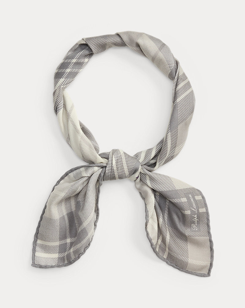 Plaid-Print Cashmere-Silk Neckerchief