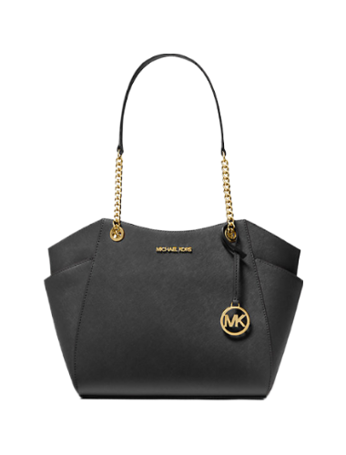 Jet Set Large Saffiano Leather Shoulder Bag (Black)