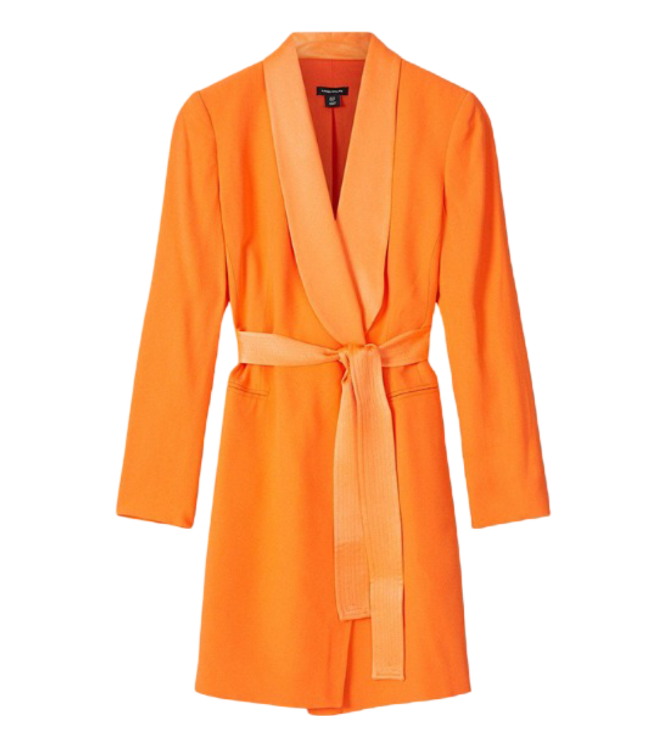 Tailored Tuxedo Wrap Mini Dress (Orange)