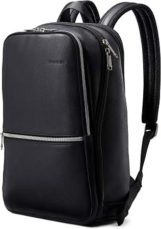 Men's Samsonite Classic Leather Slim Backpack (Black)