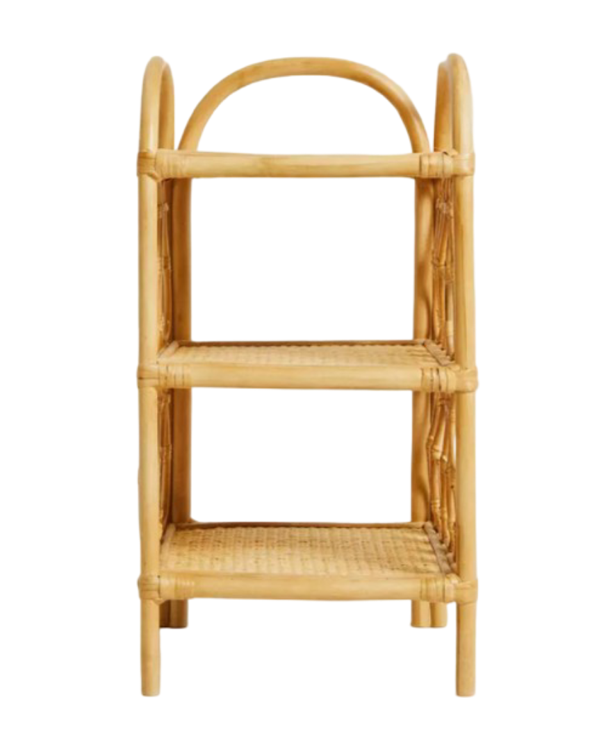Rattan Bedside Table (Light Beige)
