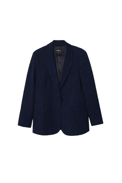 Desigual: Women's Embroidered Floral Blazer (Navy Blue)