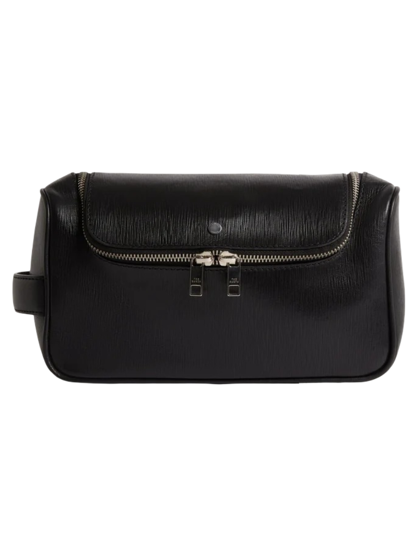 Baxley Bark Texture Leather Zip-Top Wash Bag