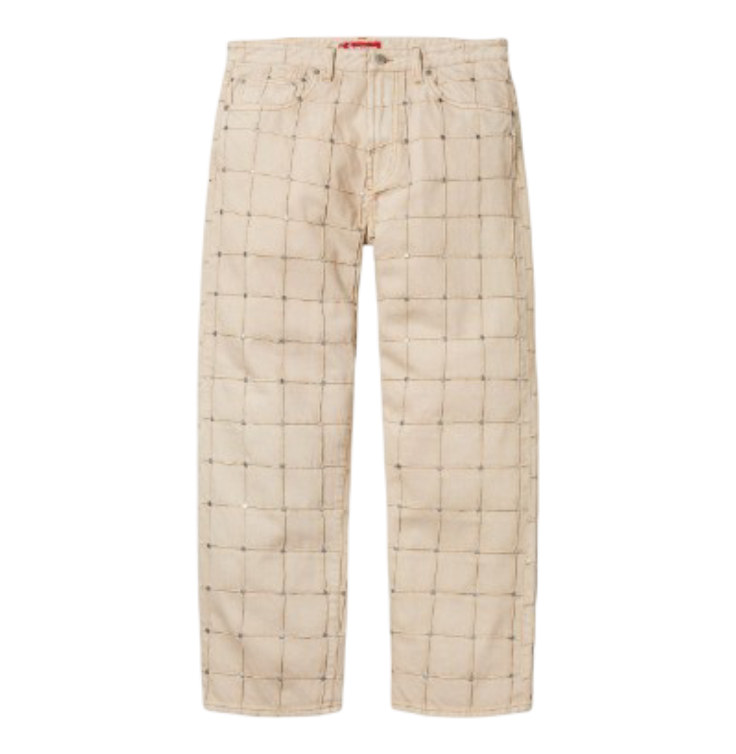 Studded Seam Loose Fit Jean (Natural)