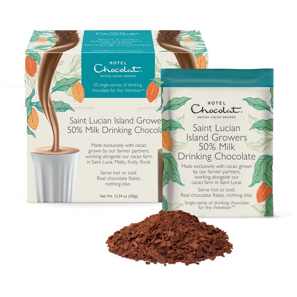 Saint Lucian Island Growers 50% Milk Hot Chocolate (10 Sachets) - 350g