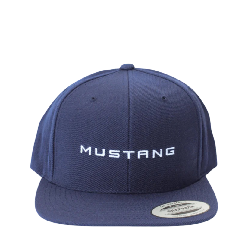 Navy Mustang Script Logo Snapback